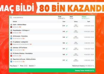 Misli’de 7 maçlık kuponuyla tam 80 bin 600 TL kazandı, 47.45 oran yakaladı!